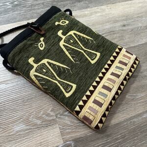 The Loom Alaska Hand-Woven Sage Green Aztec Print Crossbody Bag Toggle Closure